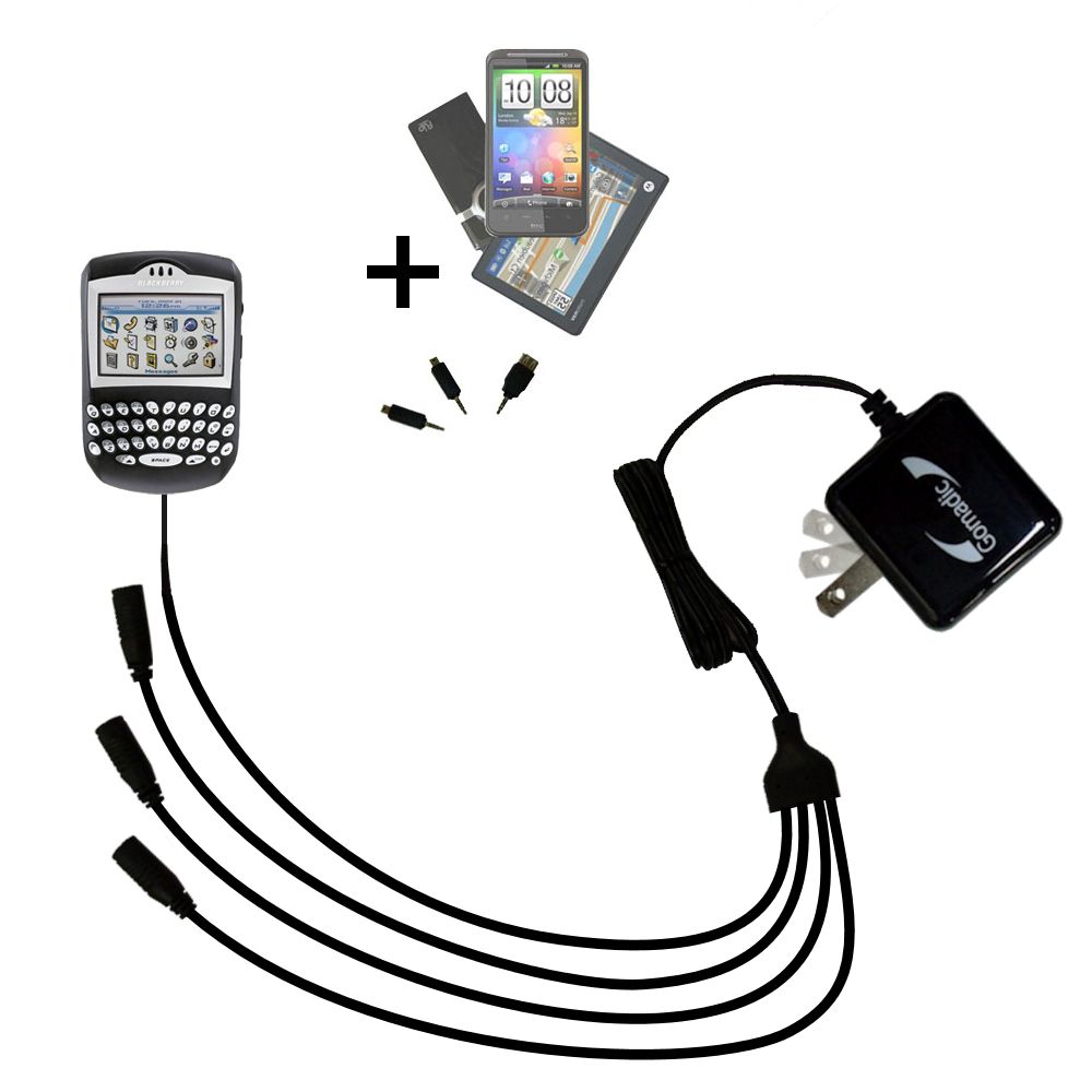 Quad output Wall Charger includes tip for the Blackberry 7250