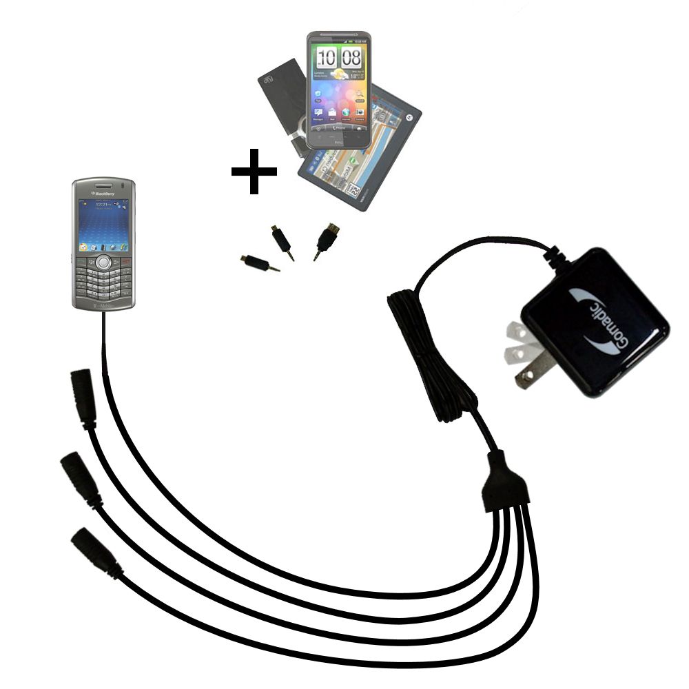 Quad output Wall Charger includes tip for the Blackberry 8120