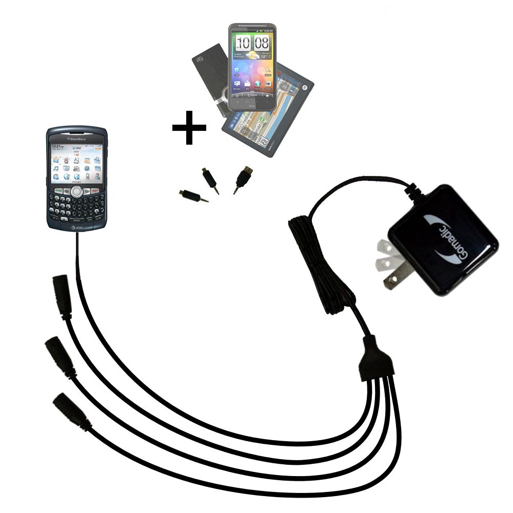Quad output Wall Charger includes tip for the Blackberry 8310