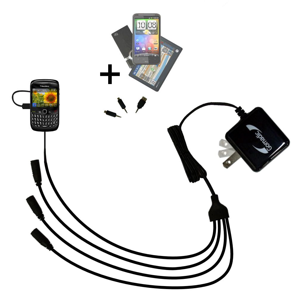 Quad output Wall Charger includes tip for the Blackberry 8530