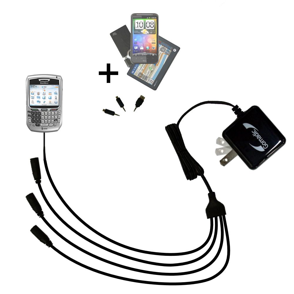 Quad output Wall Charger includes tip for the Blackberry 8700c