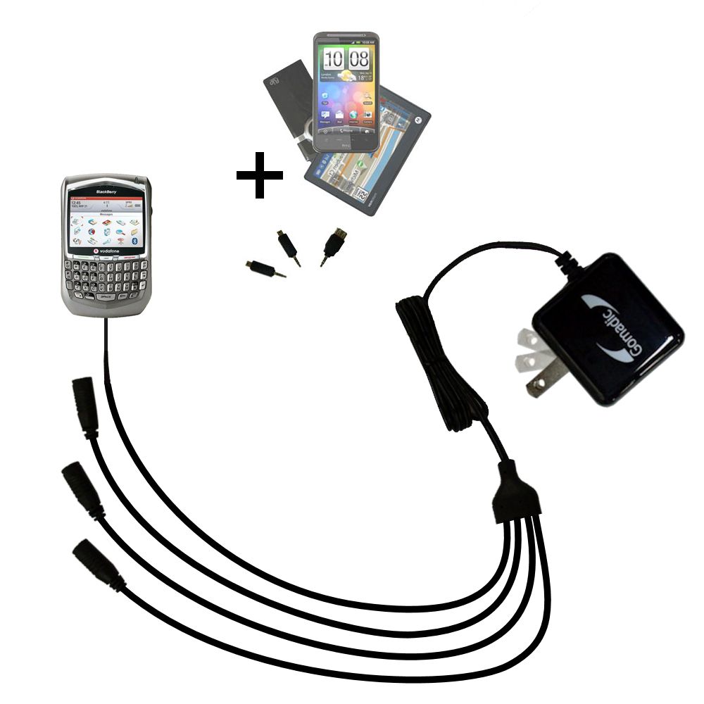 Quad output Wall Charger includes tip for the Blackberry 8707v