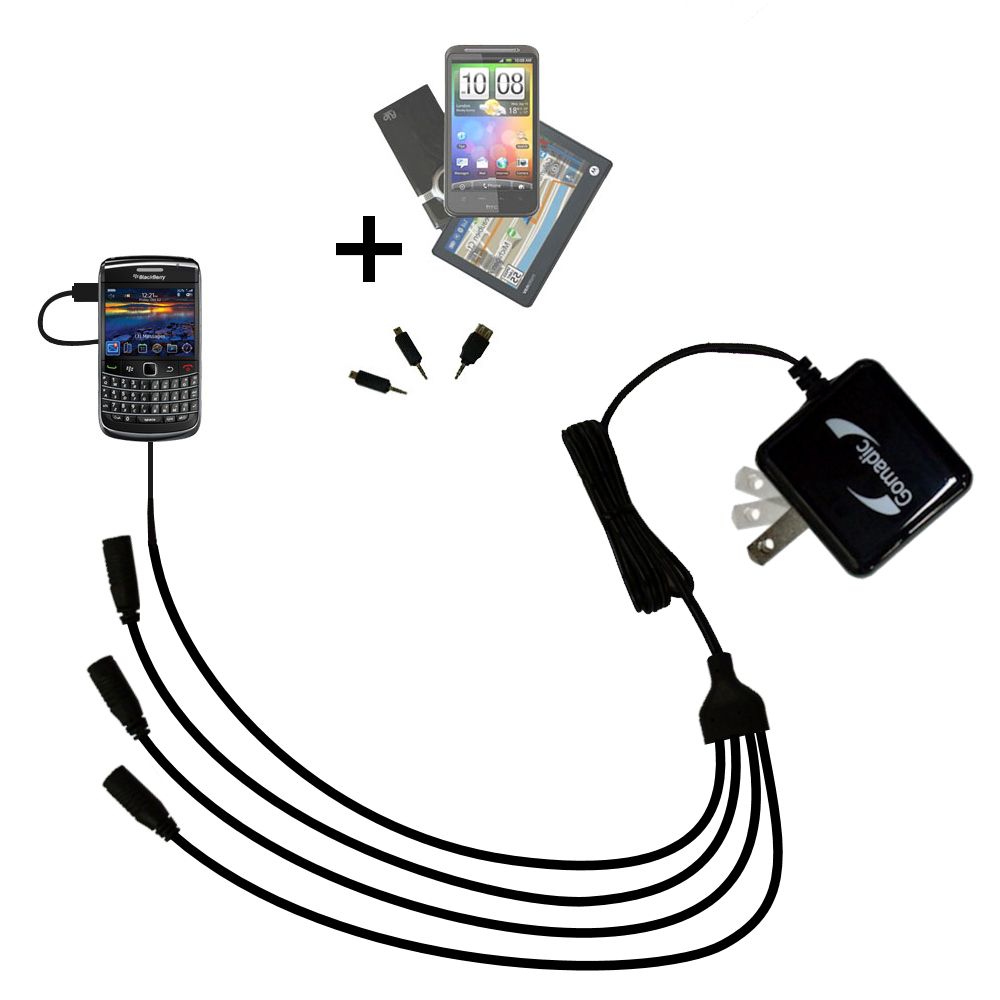 Quad output Wall Charger includes tip for the Blackberry 9700