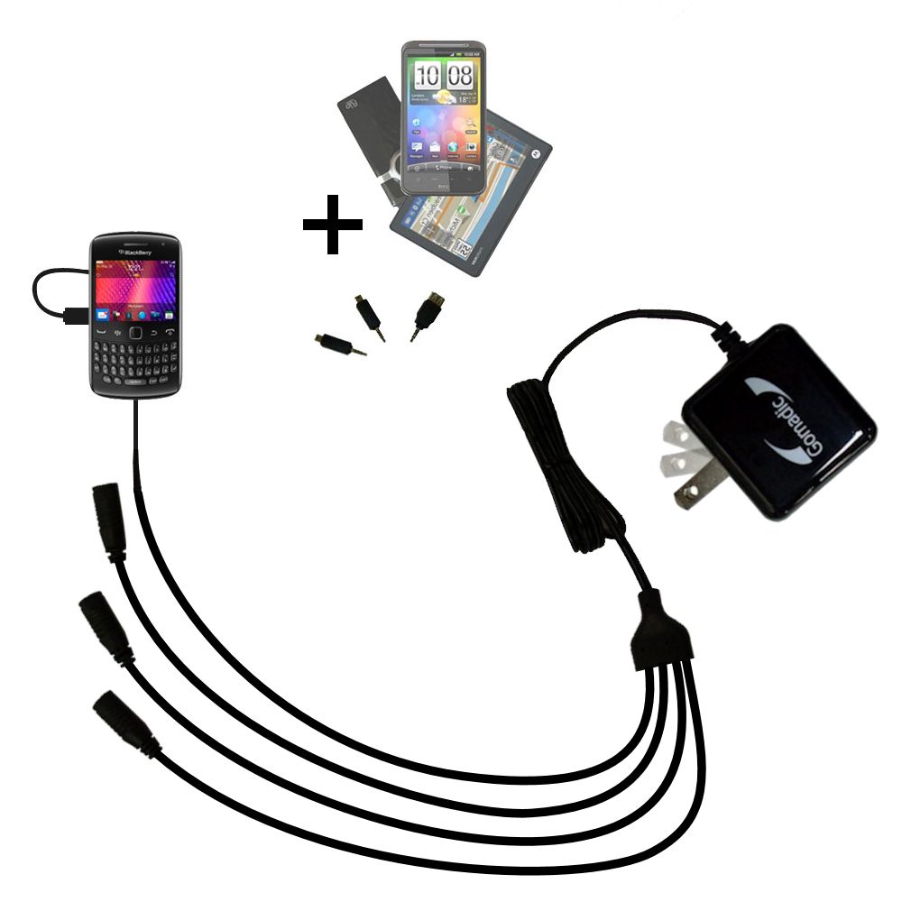 Quad output Wall Charger includes tip for the Blackberry Aries
