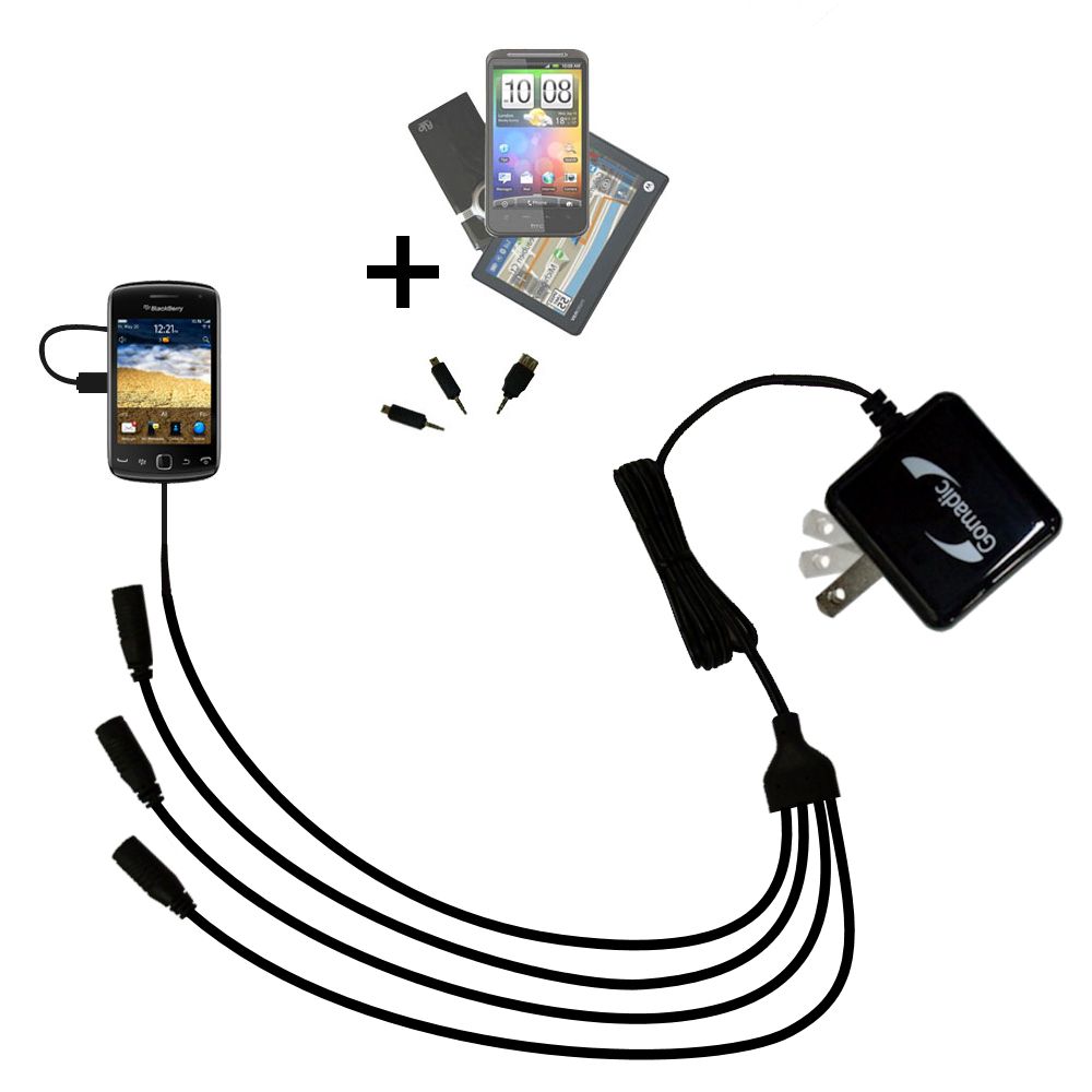 Quad output Wall Charger includes tip for the Blackberry Curve 9380