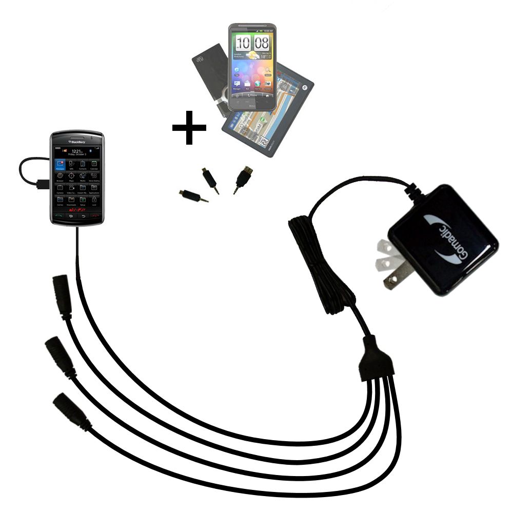 Quad output Wall Charger includes tip for the Blackberry Storm 2