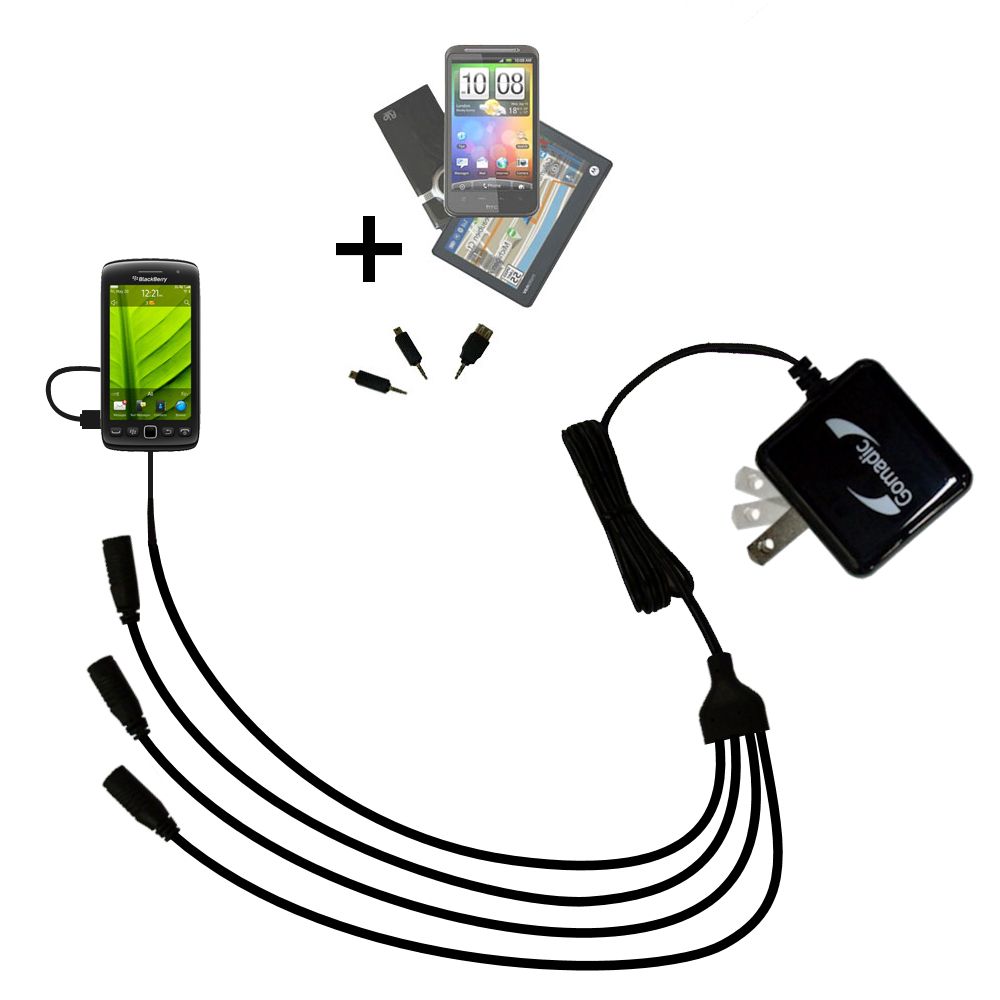 Quad output Wall Charger includes tip for the Blackberry Torch 9850
