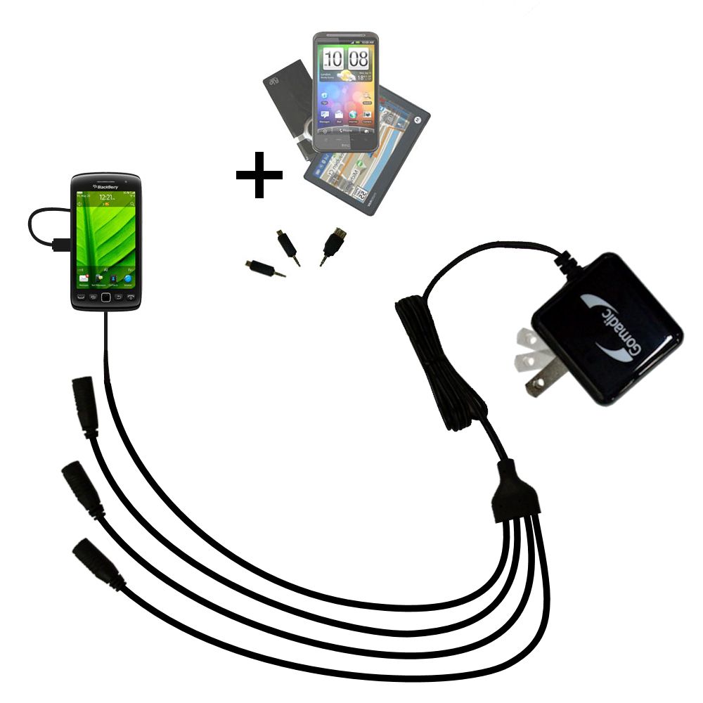 Quad output Wall Charger includes tip for the Blackberry Touch 9860