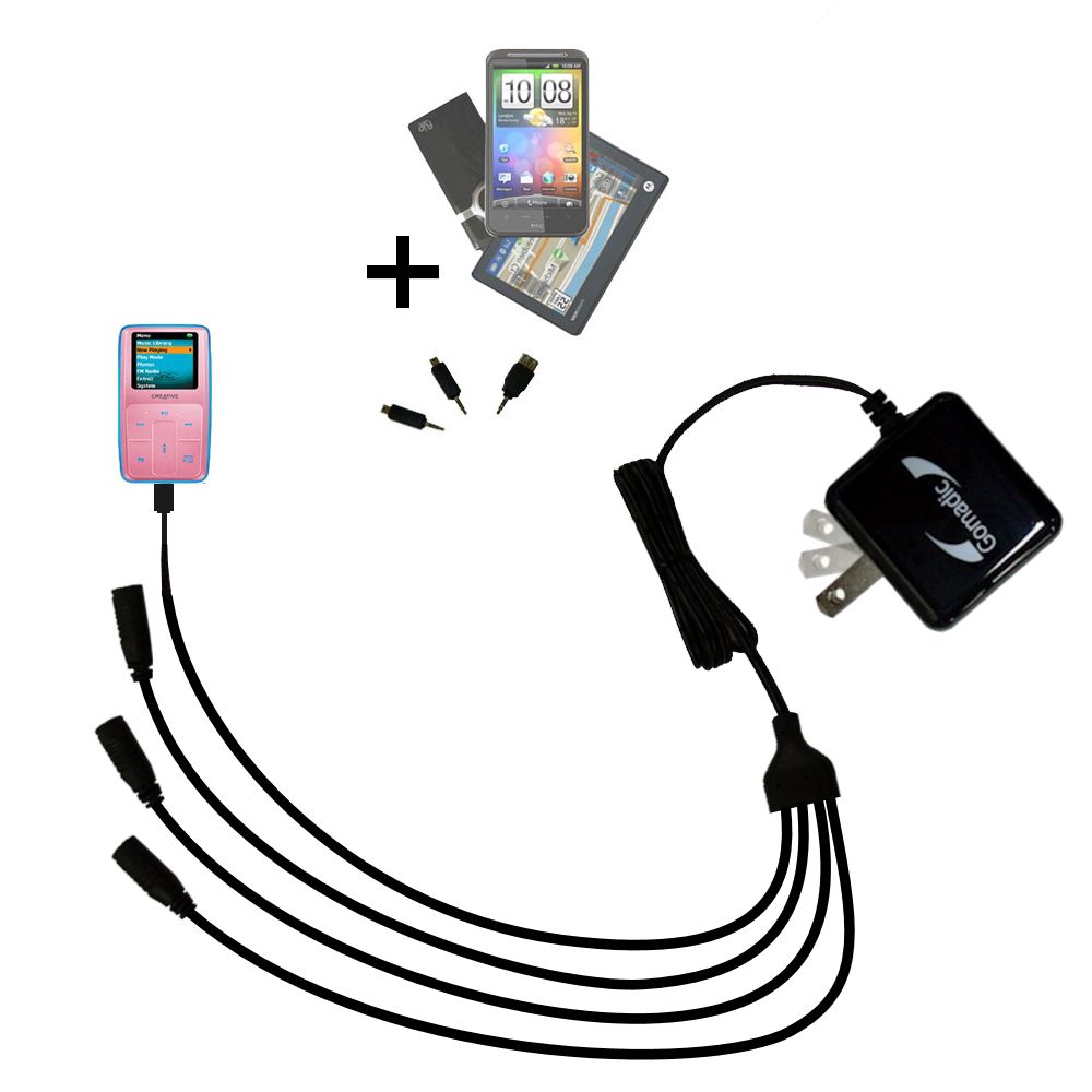 Quad output Wall Charger includes tip for the Creative Zen MicroPhoto