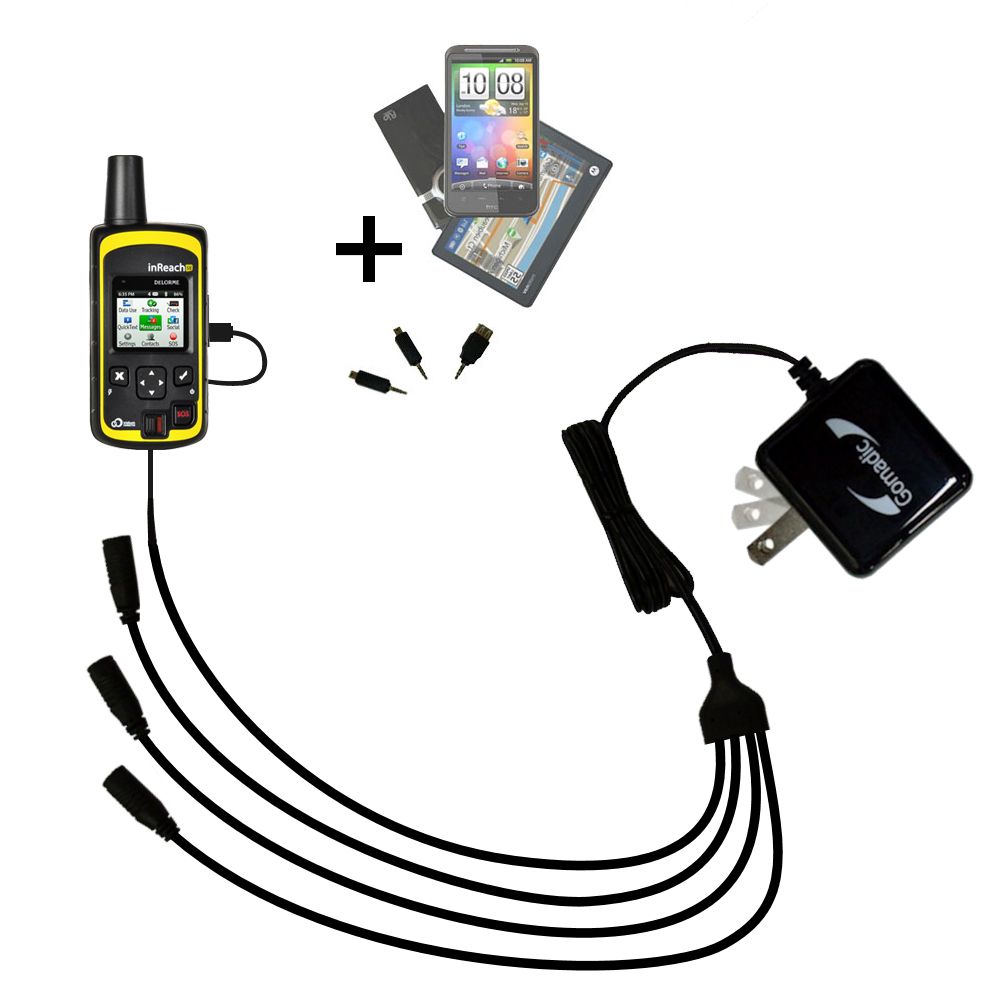 Quad output Wall Charger includes tip for the DeLorme inReach SE