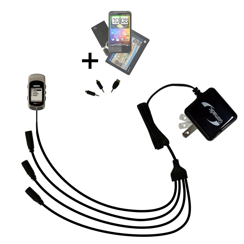 Quad output Wall Charger includes tip for the Garmin Edge 205