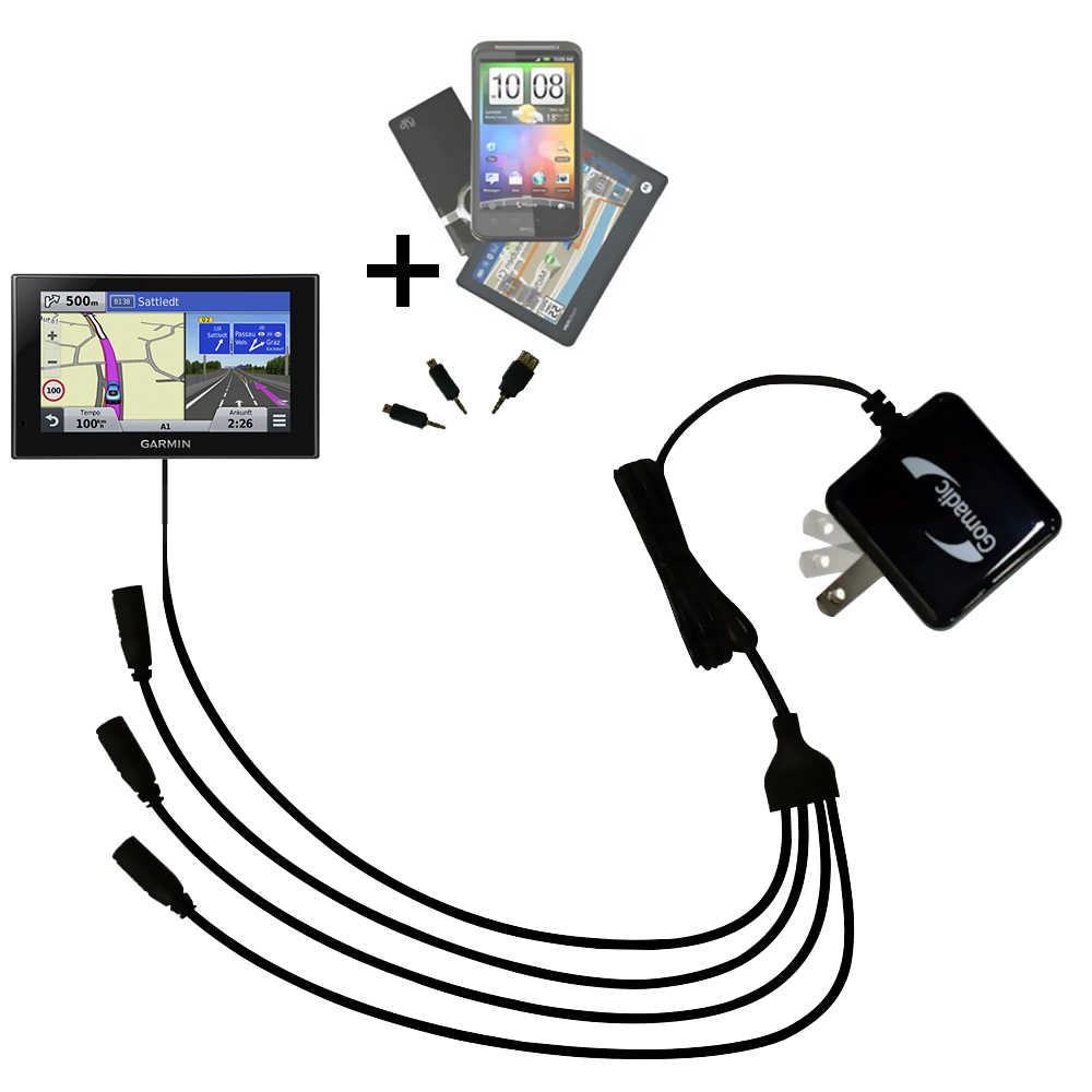 Quad output Wall Charger includes tip for the Garmin nuvi 2789 LMT