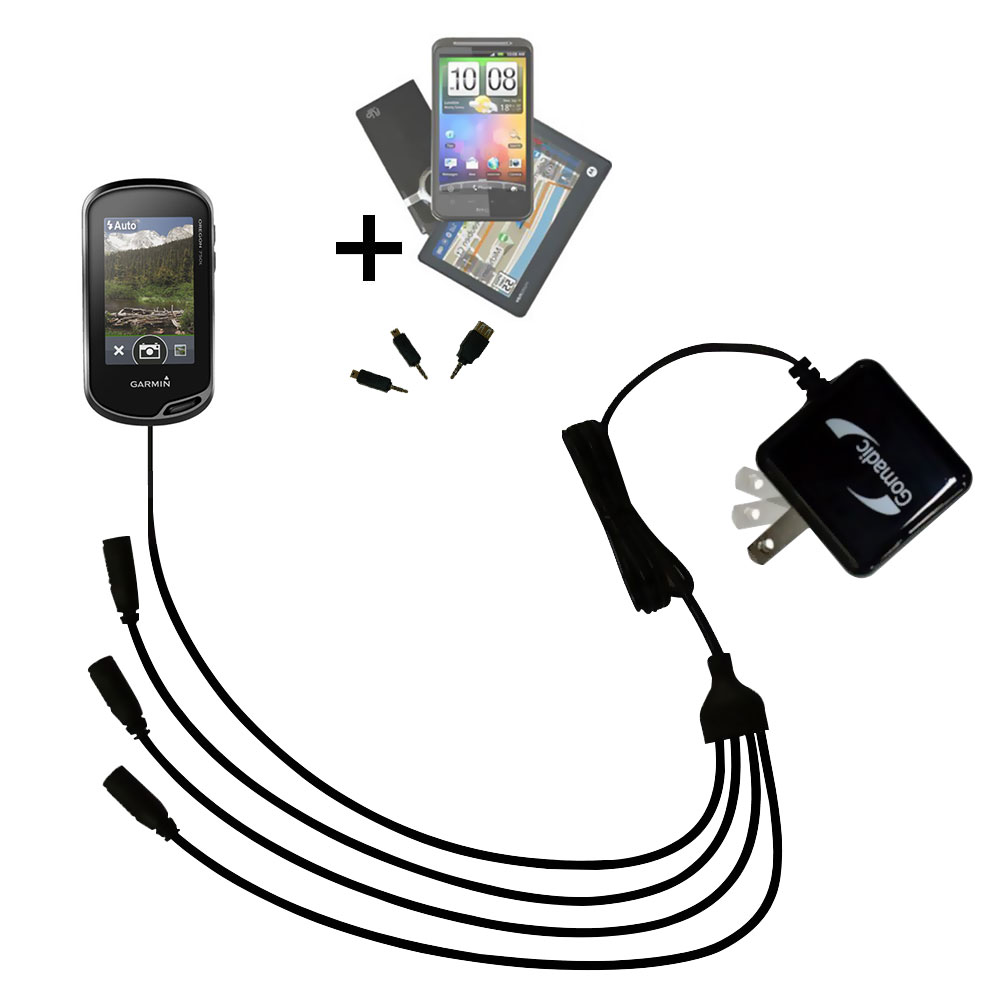 Quad output Wall Charger includes tip for the Garmin Oregon 750 / 750t