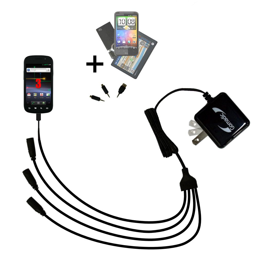 Quad output Wall Charger includes tip for the Google Nexus 3