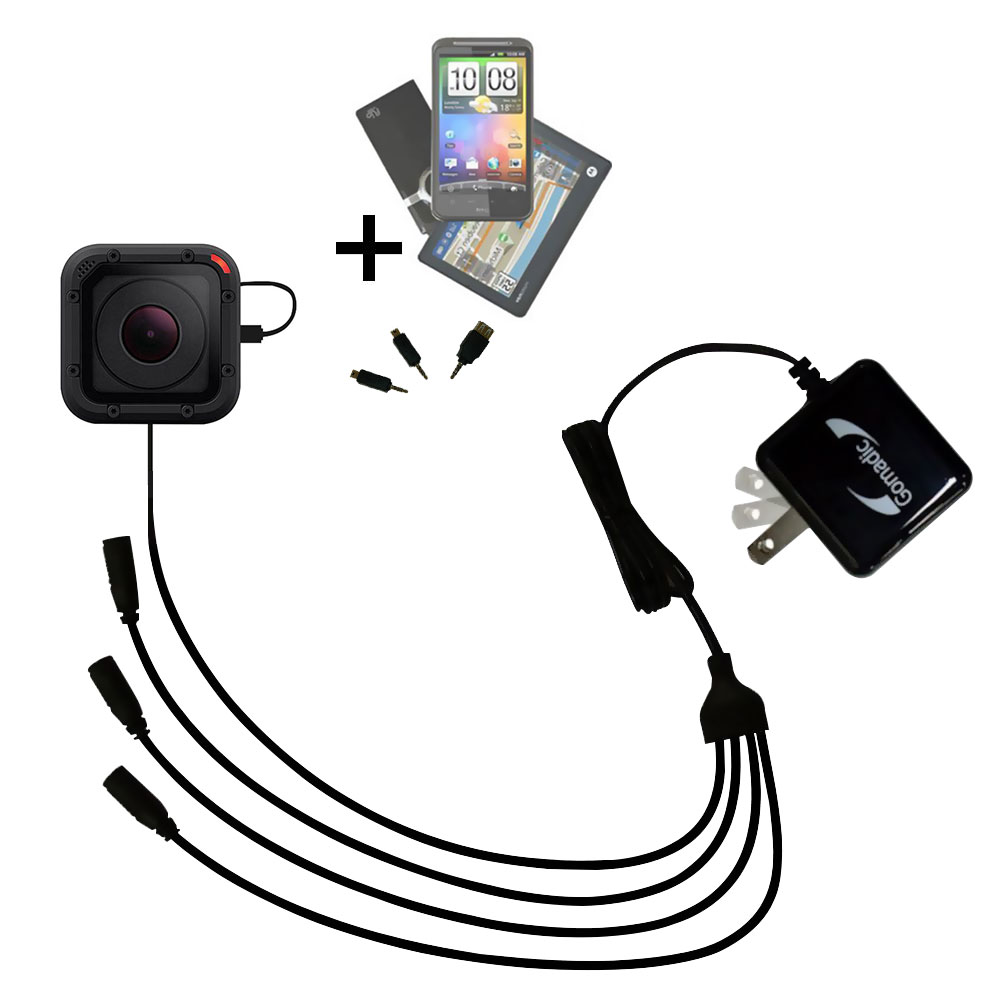 Quad output Wall Charger includes tip for the GoPro HERO Session