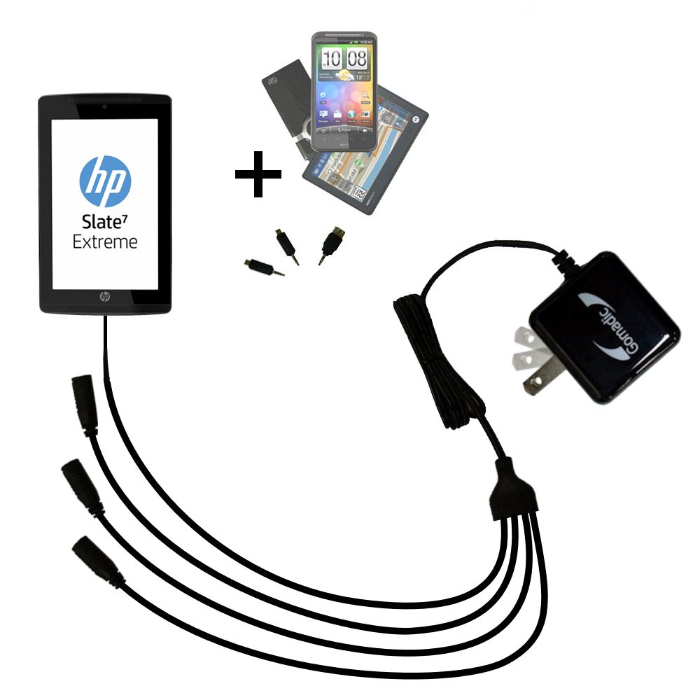 Quad output Wall Charger includes tip for the HP Slate 7 Extreme