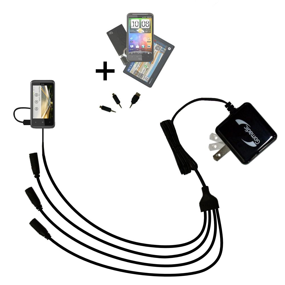Quad output Wall Charger includes tip for the HTC 7 Pro CDMA