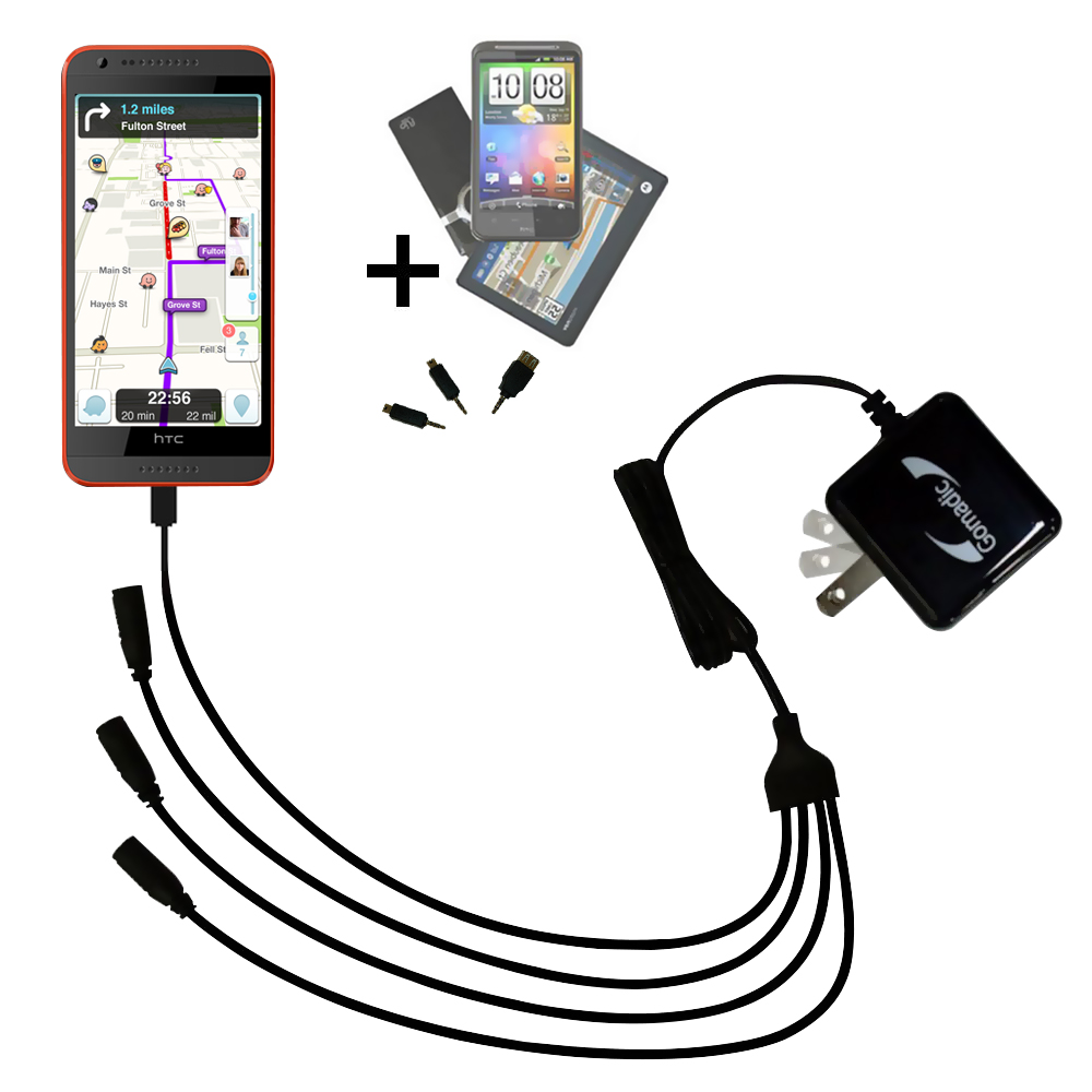 Quad output Wall Charger includes tip for the HTC Desire 620