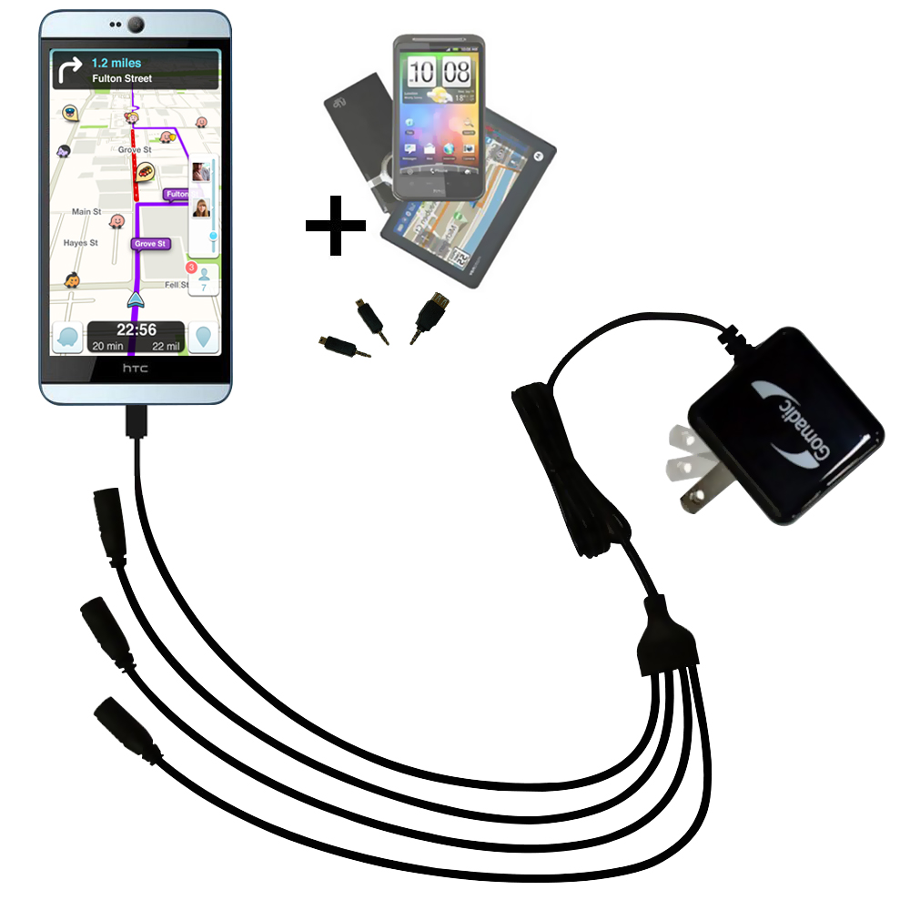 Quad output Wall Charger includes tip for the HTC Desire 826