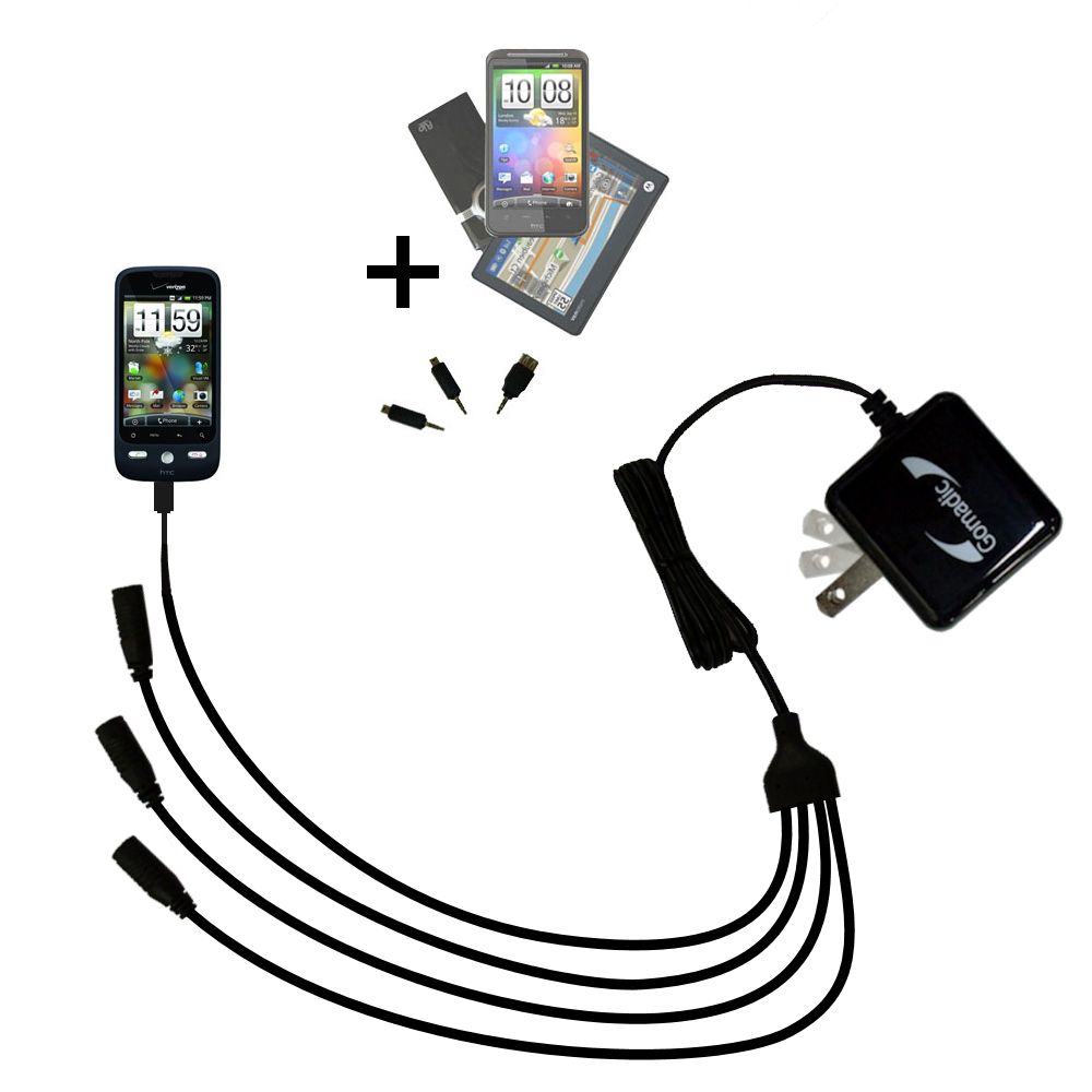 Quad output Wall Charger includes tip for the HTC Droid Eris