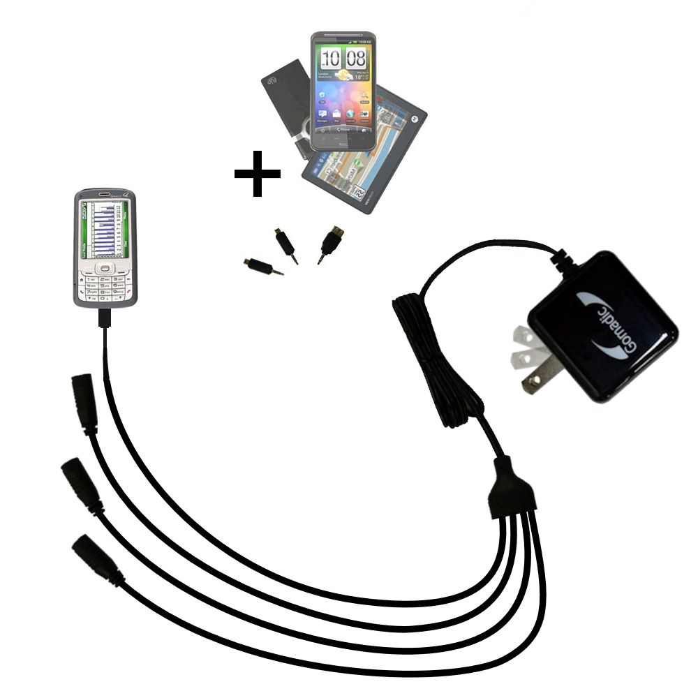 Quad output Wall Charger includes tip for the HTC Fusion