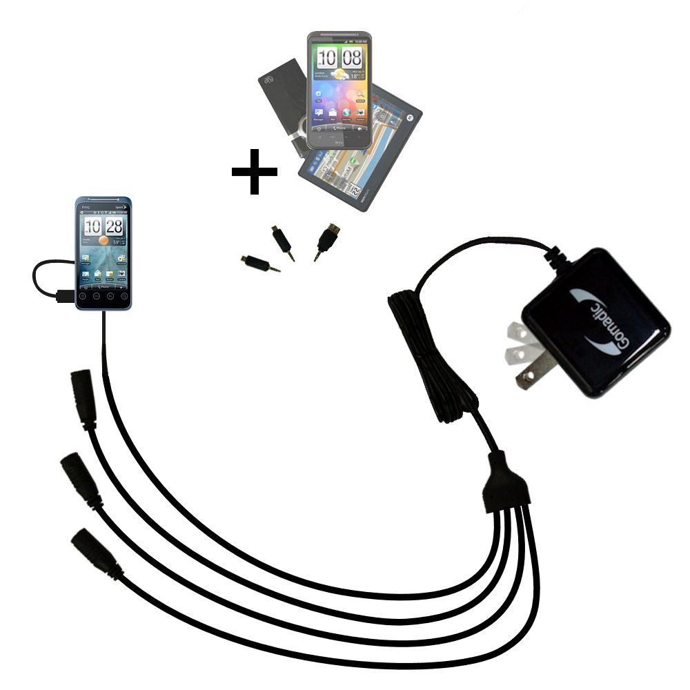 Quad output Wall Charger includes tip for the HTC Hero 4G