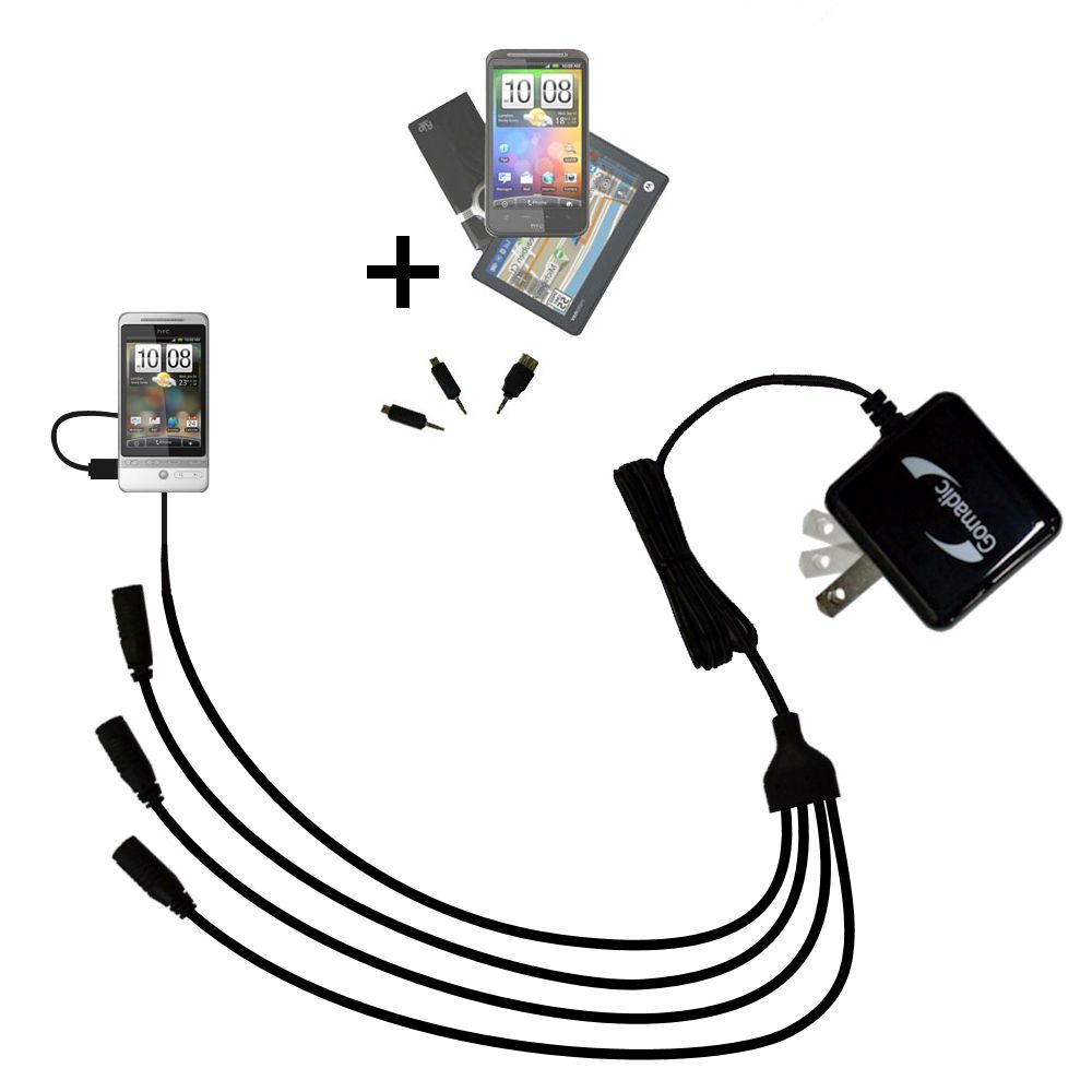 Quad output Wall Charger includes tip for the HTC Hero S