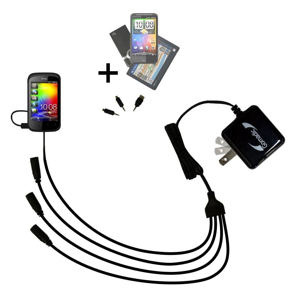 Quad output Wall Charger includes tip for the HTC Pico