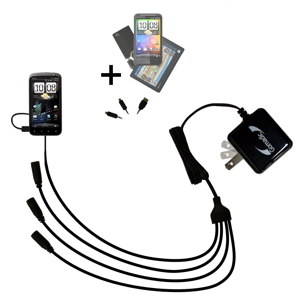 Quad output Wall Charger includes tip for the HTC Sensation 4G