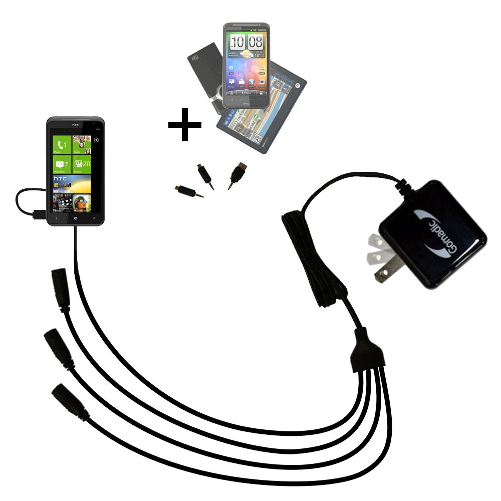 Quad output Wall Charger includes tip for the HTC Titan