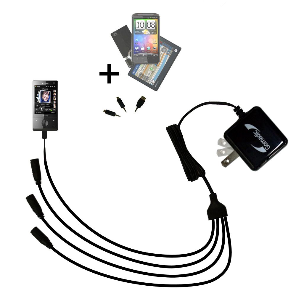 Quad output Wall Charger includes tip for the HTC Touch Diamond Pro