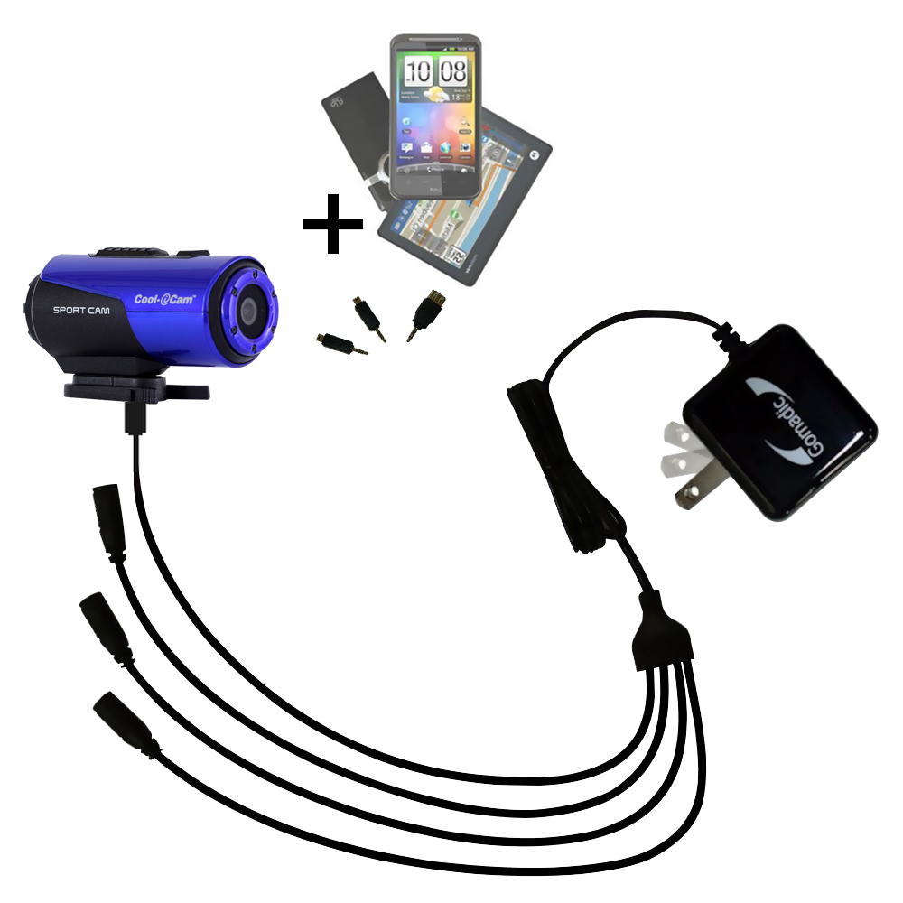 Quad output Wall Charger includes tip for the Ion Cool Cam S3000