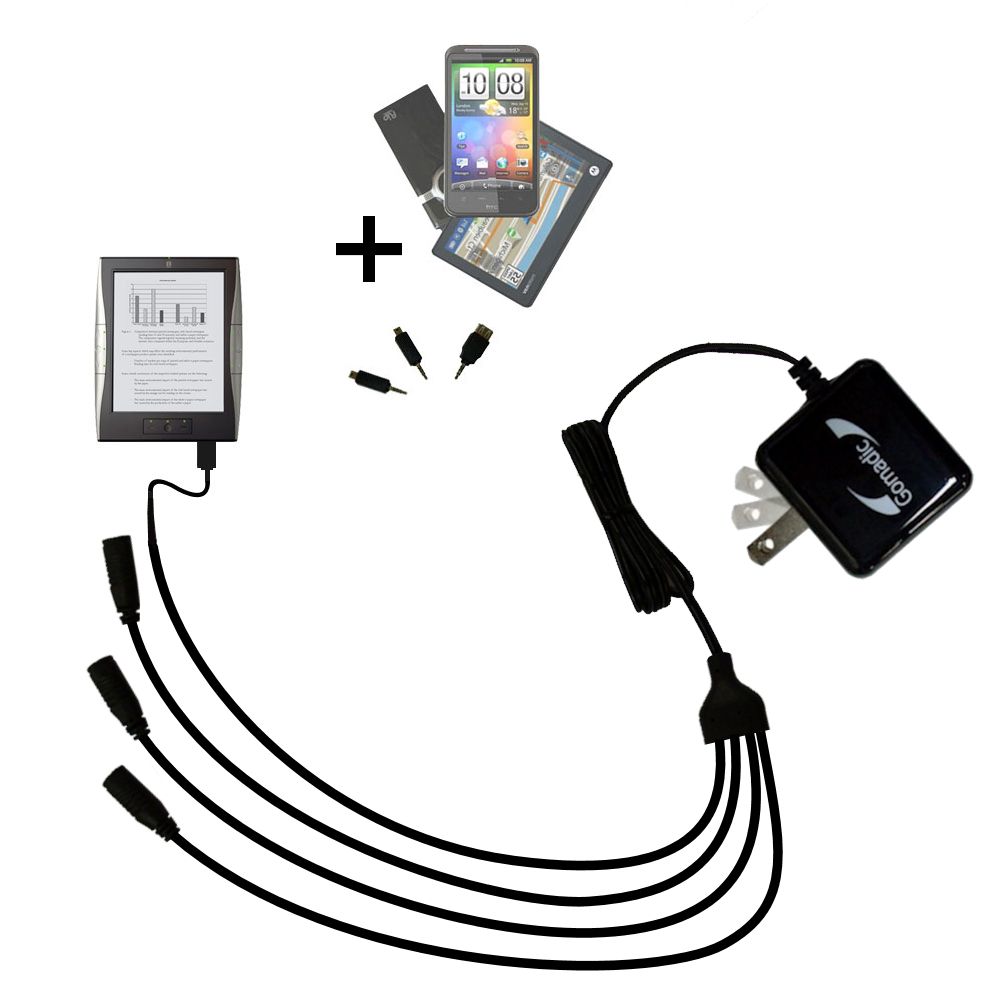 Quad output Wall Charger includes tip for the iRex Digital Reader 1000