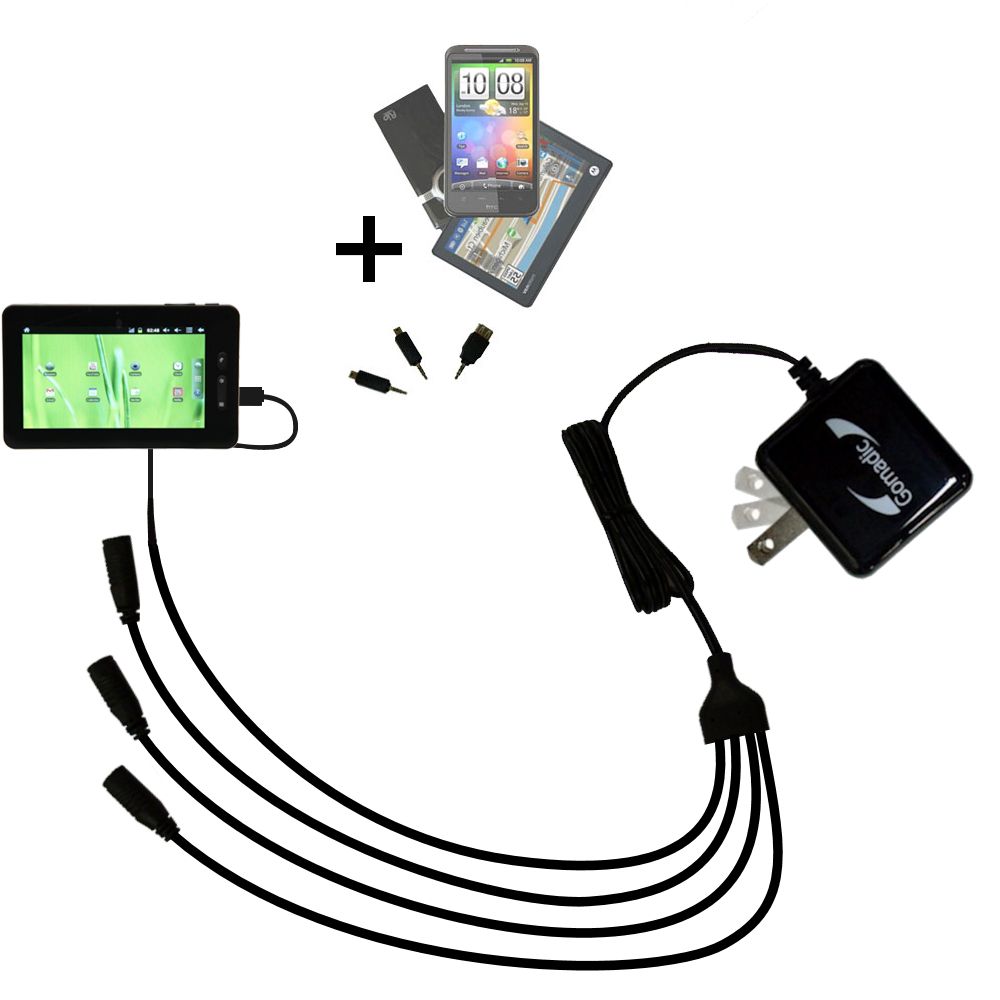 Quad output Wall Charger includes tip for the iView 760TPC