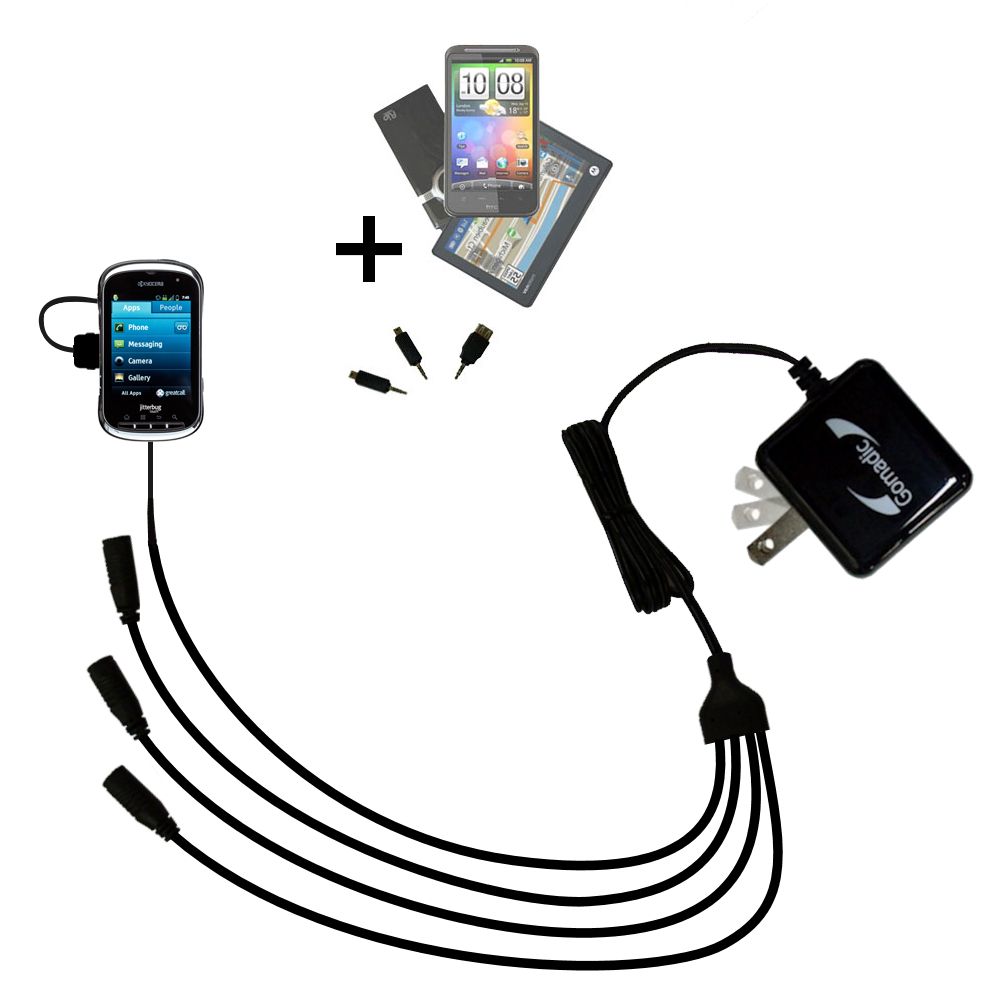 Quad output Wall Charger includes tip for the Jitterbug Touch
