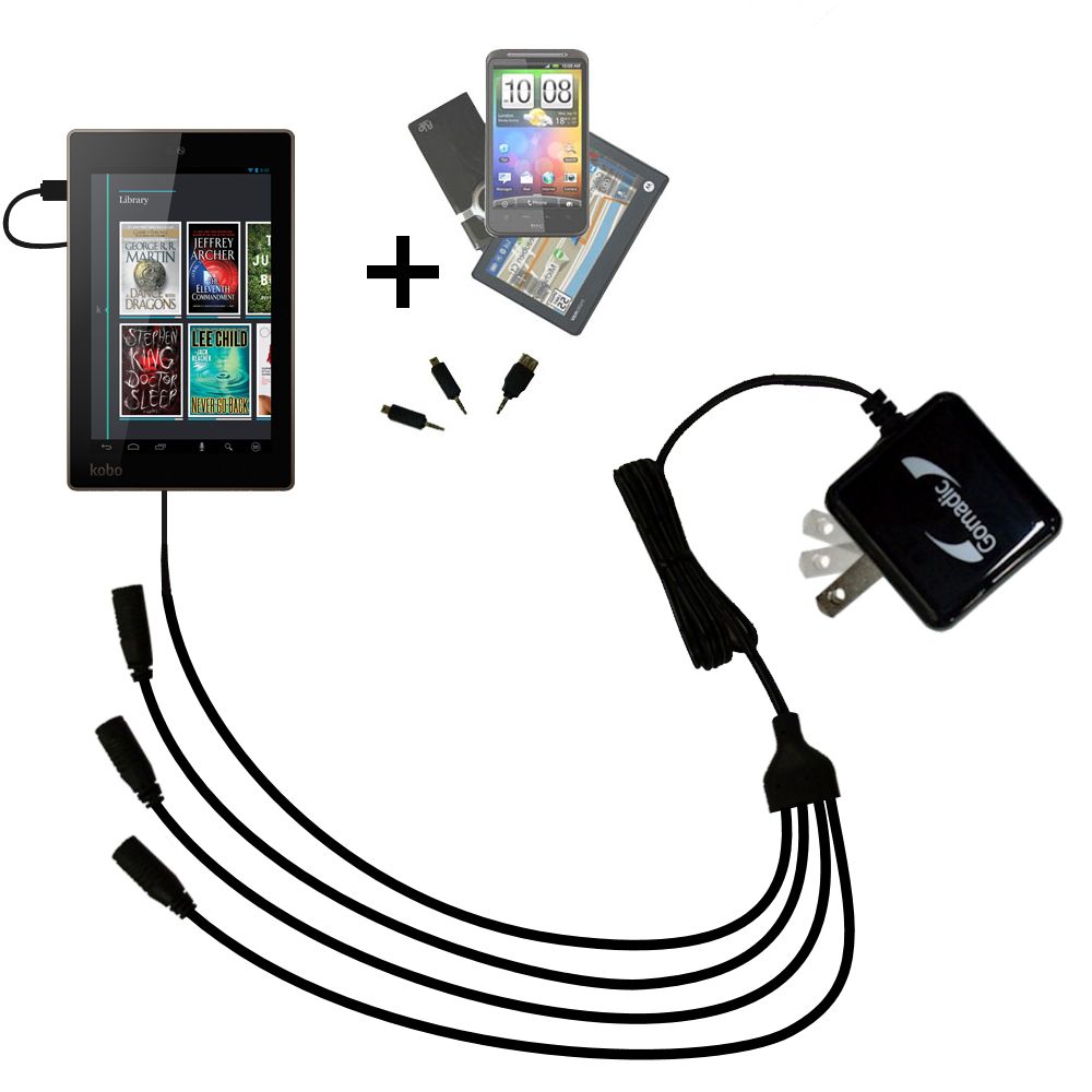 Quad output Wall Charger includes tip for the Kobo Arc 10 HD