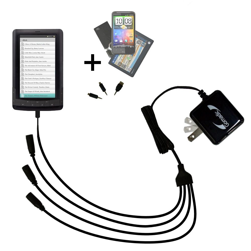 Quad output Wall Charger includes tip for the Laser Ebook EB7C