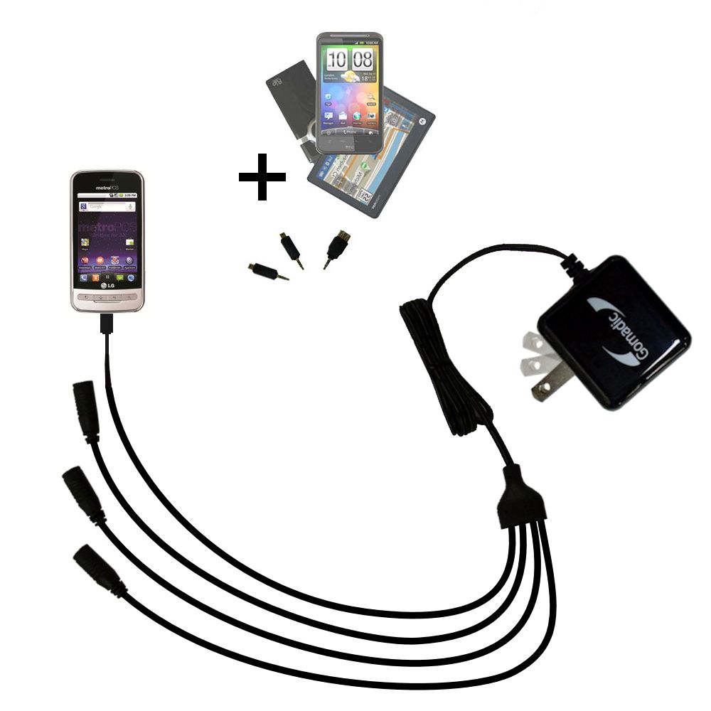 Quad output Wall Charger includes tip for the LG  Optimus M
