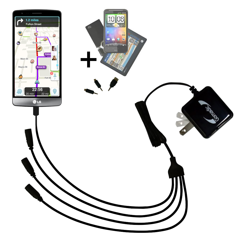 Quad output Wall Charger includes tip for the LG G3 Stylus