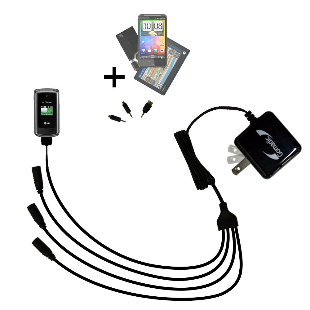 Quad output Wall Charger includes tip for the LG LX5500
