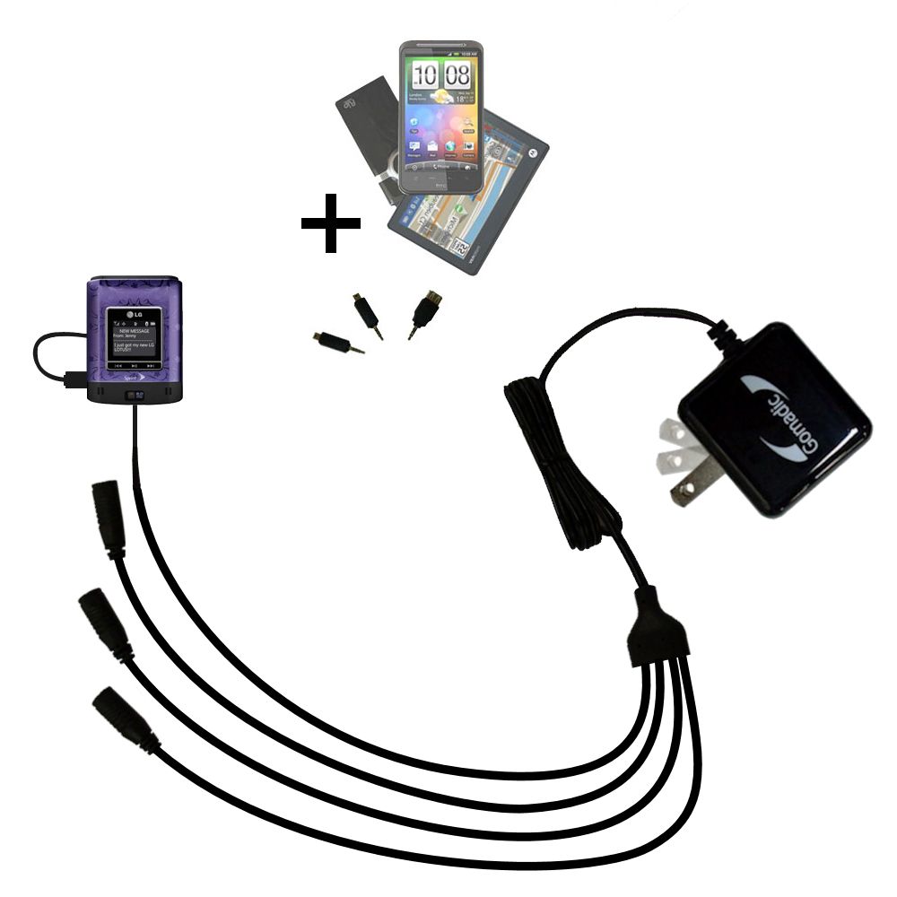Quad output Wall Charger includes tip for the LG LX600