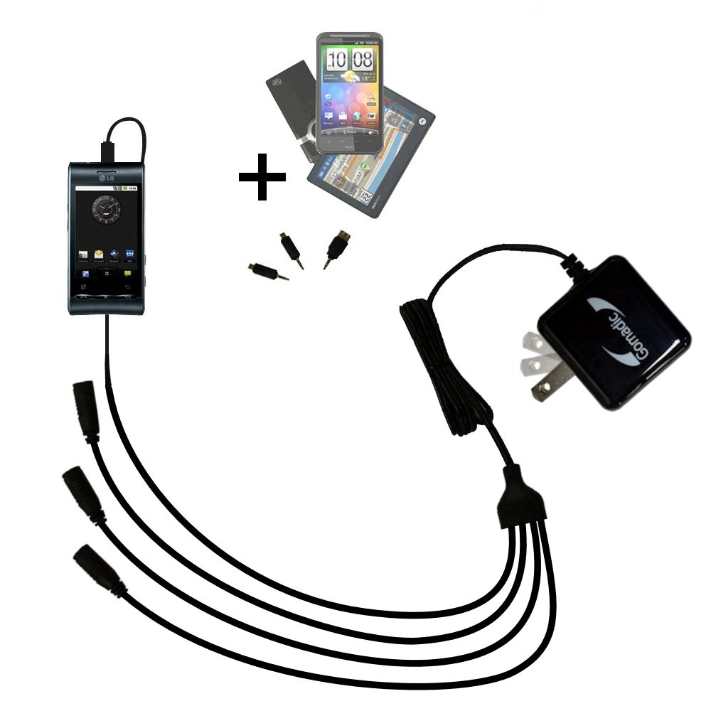 Quad output Wall Charger includes tip for the LG Optimus Black