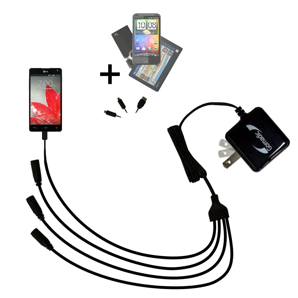 Quad output Wall Charger includes tip for the LG Optimus G