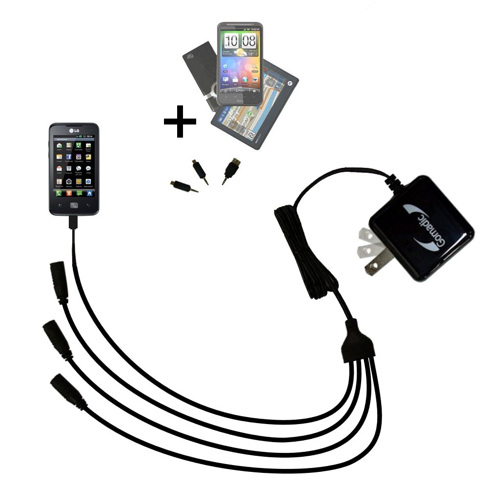 Quad output Wall Charger includes tip for the LG Optimus Hub