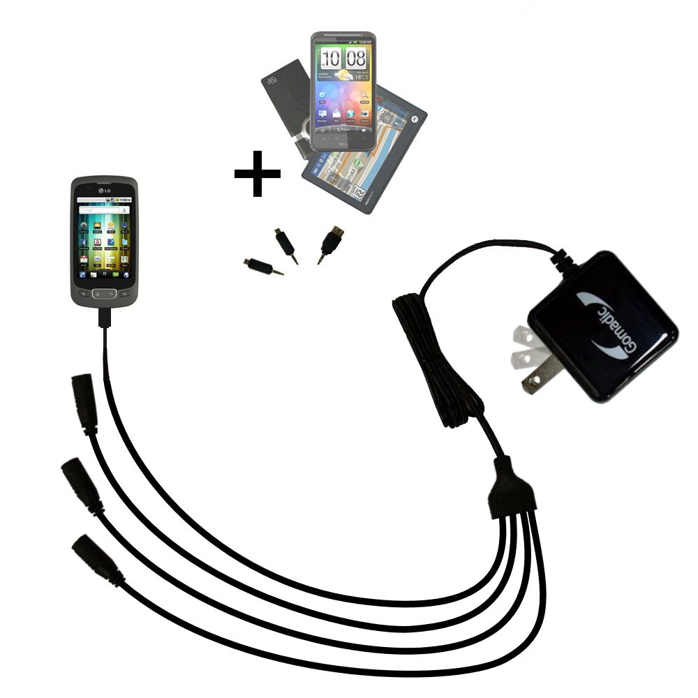 Quad output Wall Charger includes tip for the LG Optimus One
