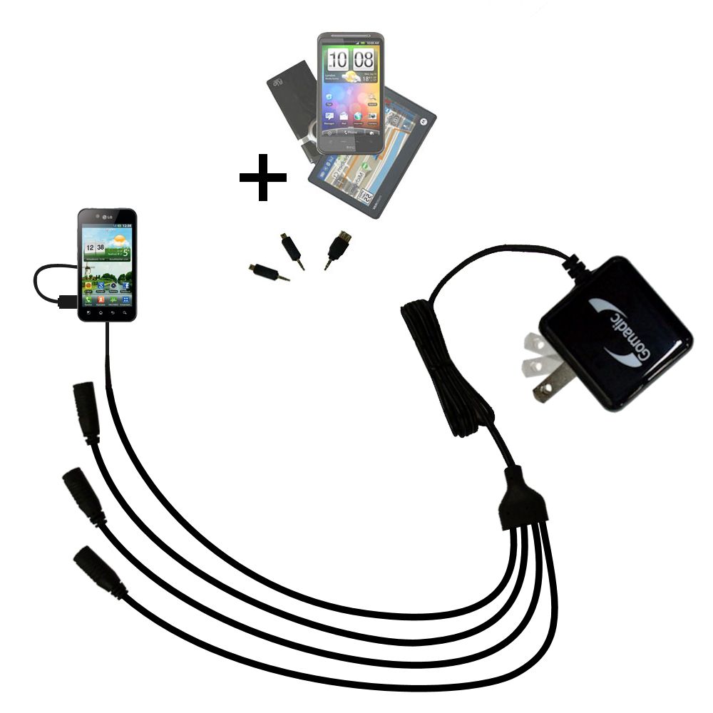 Quad output Wall Charger includes tip for the LG Swift