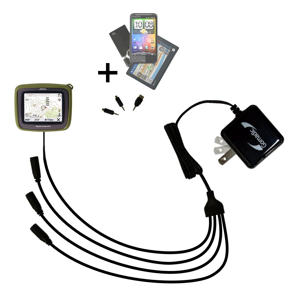 Quad output Wall Charger includes tip for the Magellan Crossover GPS 2500T