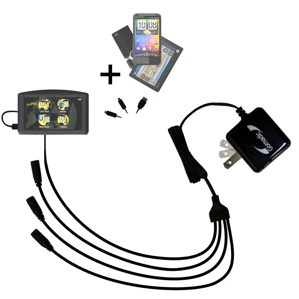 Quad output Wall Charger includes tip for the Maylong FD-435 GPS For Dummies