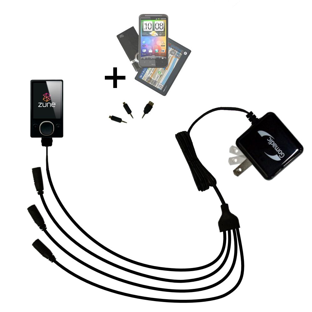 Quad output Wall Charger includes tip for the Microsoft Zune Gen2