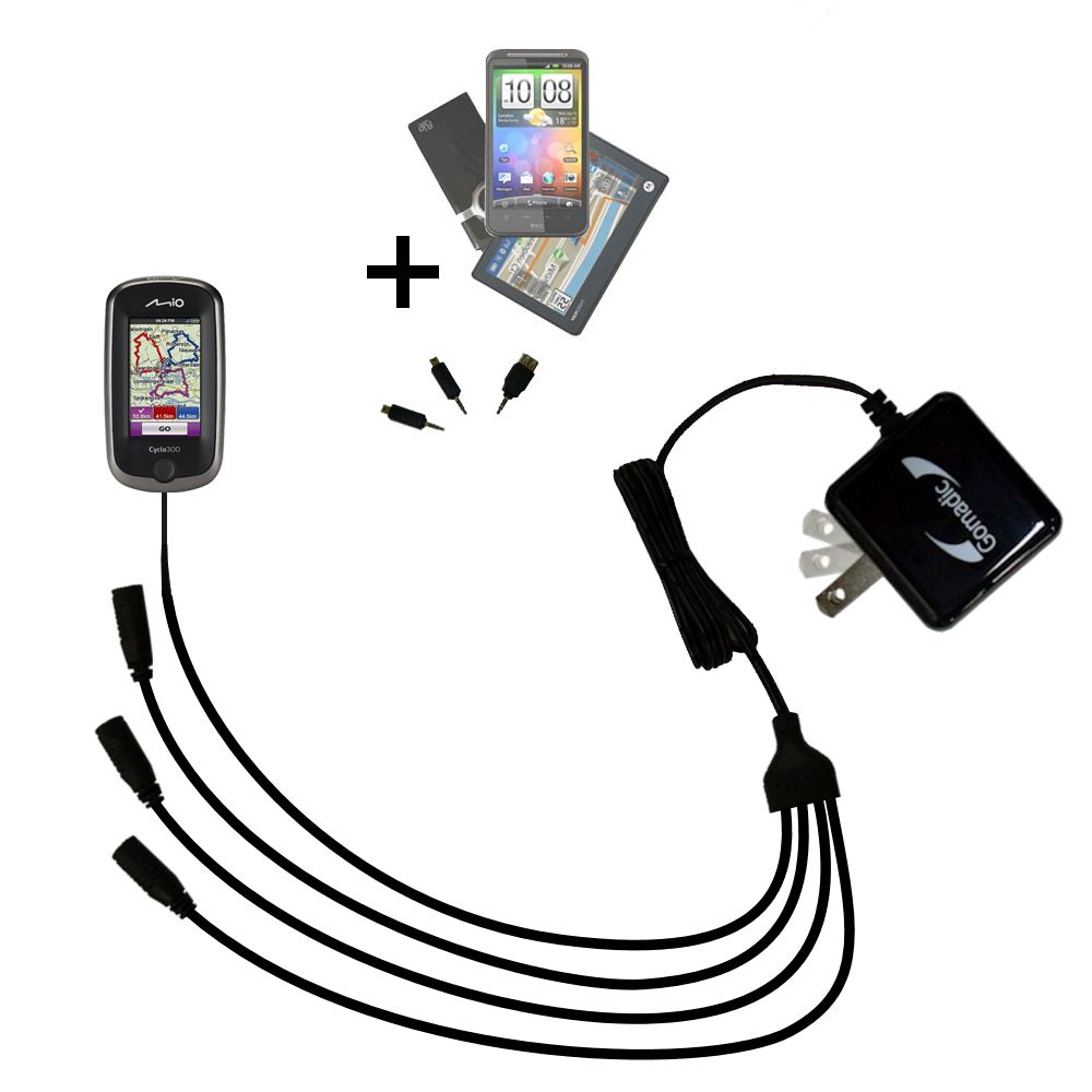 Quad output Wall Charger includes tip for the Mio Cyclo 300